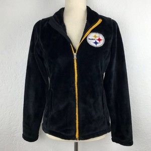 NFL Team Apparel Steelers Ultra Plush Fleece Zip Up Jacket Sweater Sweatshirt XS